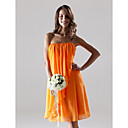 Clearance!Sheath/Column Strapless Knee-length Chiffon Over Elastic Satin Bridesmaid/Wedding Party Dress