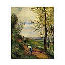 Stretched Handmade Landscape with a Man Digging Painting by Camille Pissarro  (0192-YCF103899)