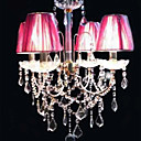 Iron and Crystal Chandelier with 4 Lights (K9 Crystal + Rose Shade)