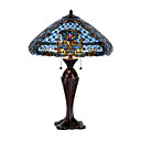 Tiffany Style Table Light with Blue Ceramic Shade (E27 Bulb Base)
