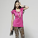 ts esposti Maniche spalla a pieghe drappeggiate collo ad anello t-shirt