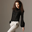 100% Silk Perspective Puff Long Sleeves Body Shirt