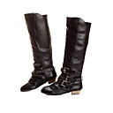 PU tomaia in pelle con tacco basso boot strap scarpa moda (0.987-x3537)
