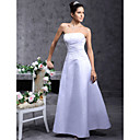 A-line Strapless Floor-length Satin Wedding Dress