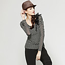 Dot Patterns Layered Ruffle Design Gathered T-shirt / Women's T-shirts (FF-D-BL0736711)