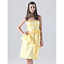 Sheath/ Column Strapless Knee-length Satin Bridesmaid/ Cocktail Dress