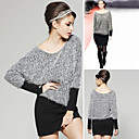 Runway Style / Hairy Long Sleeves Round Neckline Dress / Women's Dresses (FF-E-BL0857003)