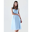 A-line V-neck Knee-length Chiffon Bridesmaid/Wedding Party Dress With Criss-Cross Bodice