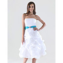 A-line Strapless Knee-length Taffeta Pick-up Bridesmaid/Homecoming Dress