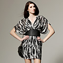 patrones de animales con el vestido de mangas cortas blet escote v / vestidos de las mujeres (ss-d-bl0736005)