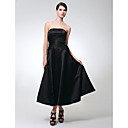 A-line Strapless Tea-length Satin Bridesmaid/Wedding Party Dress