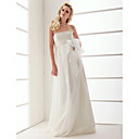 Sheath/Column Strapless Floor-length Organza Wedding Dress With Bow