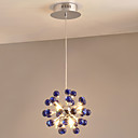 6-light Floral Shape K9 Crystal Pendant-Blue (0942-98004-D-6B)