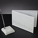Spring Blossom Wedding Guest Book And Pen Set With Lace