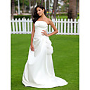 A-line Strapless Sweep/Brush Train Taffeta Wedding Dress
