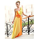 Sheath/ Column One Shoulder Sweep/ Brush Train Chiffon Ready-to-Wear Evening/ Prom Dress