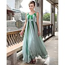 Sheath/ Column Scoop Floor-length Chiffon Satin Elastic Silk-like Satin Ready-to-Wear Evening Dress