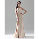 A-line Strapless Empire Floor-length Satin Bridesmaid Dress