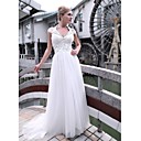 Sheath/ Column V-neck Sweep/ Brush Train Chiffon Tulle Ready-to-Wear Evening/ Prom Dress