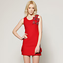kralen bogen mouwloze jurk ronde hals / dames jurken (rood) (ff-a-bk0996017)