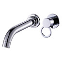 Contemporary Solid Brass Bathroom Sink Faucet (Wall Mount)