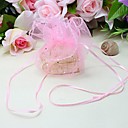 Gold Tinted Metal Filigree Favor Bag With Organza Bow (Set of 12)