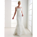 Trumpet/Mermaid Off-the-shoulder Floor-length Tulle Wedding Dress