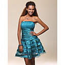 A-line Strapless Short/ Mini Organza Cocktail Dress