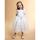 bola vestido jóia chá de comprimento cetim vestido da menina flor