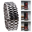 Black Metal Strip Digital Lava Style Iron Sport Mens Red LED Faceless Wrist Watch