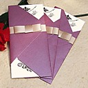 Vintage Sparkling Purple Wedding Invitation With Gold Ribbon (Set of 60)