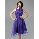 A-line Bateau Knee-length Organza Bridesmaid Dress