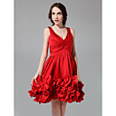 A-line V-neck Knee-length Satin Cocktail Dress