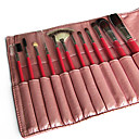 mooie roze make-up borstel met een gratis lederen etui (12 kleuren)