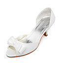 Top Quality Satin Upper Mid Heel Peep-toes With Bow Wedding Shoes/ Bridal Shoes .More Colors Available