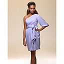 Sheath/Column One Shoulder Knee-length Charmeuse Cocktail Dress Inspired by Selena Gomez