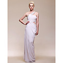 Sheath/Column One Shoulder Floor-length Side-Draped Chiffon Evening Dress