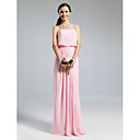 Sheath/Column Strapless Floor-length Chiffon Over Elastic Woven Satin Bridesmaid Dress
