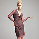 With Necklace Printed V Neckline Long Sleeves Dress / Women's Dresses (FF-F-BL0736502)