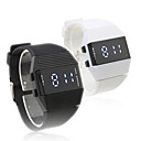  Pair of Silicone Band Sports Style Blue Light LED Wrist Watches - Black & White