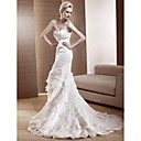 Trumpet/Mermaid Sweetheart Chapel Train Lace Wedding Dress