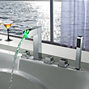 Color Changing LED Tub Faucet with Hand Shower - Blade Series