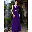 A-line/ Princess V-neck Floor-length Chiffon With Sequined Evening/ Prom Dress