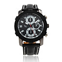 Herenhorloge Met Zwart PU-Leren Bandje  (Kwarts)