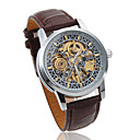 Orologio automatico, da uomo, quadrante ad incisione cava, cinturino in pelle PU