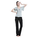 yogayf eco-amigable yoga algodón traje de fitness de fondo (verde de manga corta encima del pantalón negro + yoga deportivo)