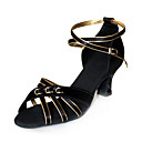supérieure satin noir avec bordure or chaussures chaussures de danse latine la pratique de bal pour les femmes