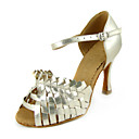 Performance Golden Leatherette Upper Dance Shoes Latin Shoes for Ladies