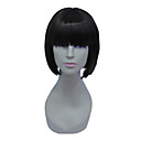 capless court synthétique de haute qualité noire perruque de cheveux de style Bob
