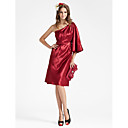Sheath/Column One Shoulder Knee-length Charmeuse Bridesmaid Dress